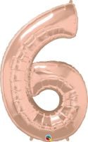 34" Rose Gold Number 6 Balloon