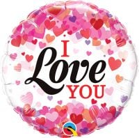 09" I Love You Confetti Hearts Balloon