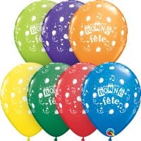 11" Bonne Fete Music Notes Carnival Assortment (50pcs) Balloons