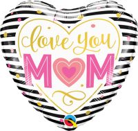 09" Love You M(Heart)M Stripes Heart Balloon