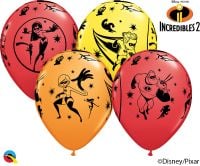 11" Disney Pixar Incredibles 2 Assortment Red, Yellow, Orange (25pcs) Balloons