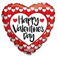 09" Happy Valentine's Day Red & White Hearts Balloon
