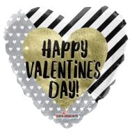09" Happy Valentines Day Gold and Silver Holographic Balloon
