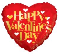 09" Happy Valentines Day Gold Letters Balloon