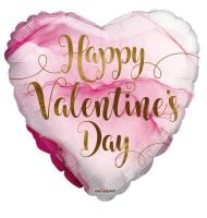 09" Happy Valentines Day Pink Marble Balloon