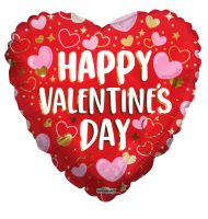 18" Happy Valentines Day With Hearts Balloon