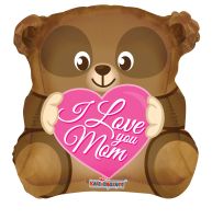 18" Shape Love You Mom Bear Balloon