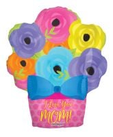 18" I Love You Mom Bright Flowerpot Shape Balloon