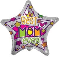 18" I Love You Mom Gold & Pink Star Balloon