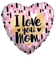 09" I Love You Mom Gold & Pink Balloon