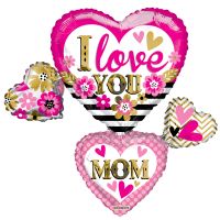 36" I Love You Mom Many Hearts Shape Balloon