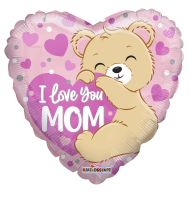 18" I Love You Mom Bear with Hearts Balloon
