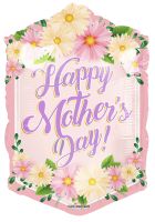 28" Happy Mothers Day Flowers on a Hexagon Balloon