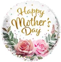 18" Happy Mothers Day Two Roses and Leaves Balloon