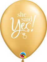 11" She Said Yes Gold (50pcs) Balloons