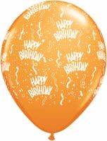 11" Birthday-A-Round Orange (100pcs) Balloons