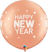 30" New Year Sparkles and Dots Rose Gold (2pcs) Balloons