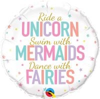 18" Unicorn Mermaids Fairies Balloon