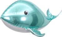 37" 3D Green Whale Balloon