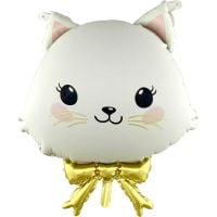 23" Kitten Face with Bow Balloon