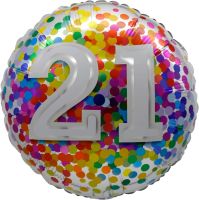 18" 21 Rainbow Confetti Balloon Airise