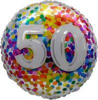18" 50 Rainbow Confetti Balloon Airise
