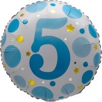 18" Age 5 Blue Dots Balloon Airise