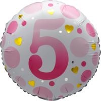 18" Age 5 Pink Dots Balloon Airise