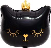 19" Black Cat with Crown Balloon
