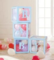 12" Baby Balloon Box Blue (4pcs)