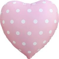 18" Matte Pink Heart with White Polka Dots Balloon