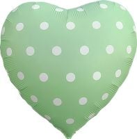 18" Matte Green Heart with White Polka Dots Balloon