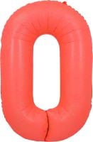34" Neon Red Number 0 Balloon