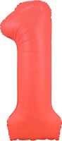 34" Neon Red Number 1 Balloon