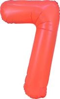 34" Neon Red Number 7 Balloon
