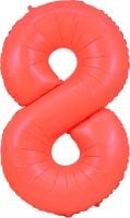 34" Neon Red Number 8 Balloon