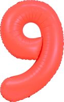 34" Neon Red Number 9 Balloon