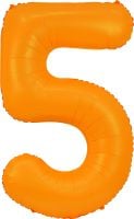 34" Neon Orange Number 5 Balloon