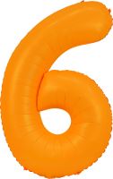 34" Neon Orange Number 6 Balloon