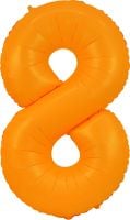 34" Neon Orange Number 8 Balloon