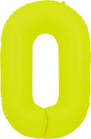 34" Neon Yellow Number 0 Balloon