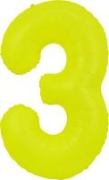 34" Neon Yellow Number 3 Balloon