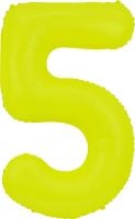 34" Neon Yellow Number 5 Balloon