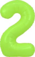 34" Neon Green Number 2 Balloon