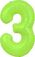 34" Neon Green Number 3 Balloon
