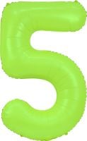 34" Neon Green Number 5 Balloon