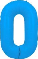 34" Neon Blue Number 0 Balloon