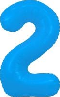 34" Neon Blue Number 2 Balloon