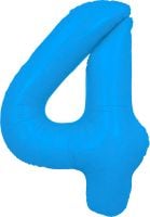 34" Neon Blue Number 4 Balloon