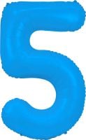 34" Neon Blue Number 5 Balloon